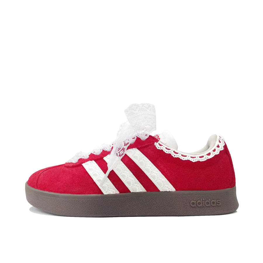 Adidas Adidas VL COURT 2.0 Lifestyle Red Rose Language Leather Lightweight Low top Skateboard Shoes Unisex Red White