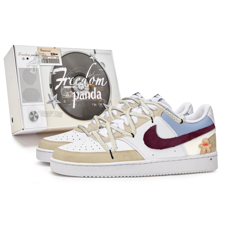 Nike Nike Court Vision 1 Free Panda, Box, Winter Hearth Slip Resistant Abrasion Resistant Low top Skateboard Shoes Men's