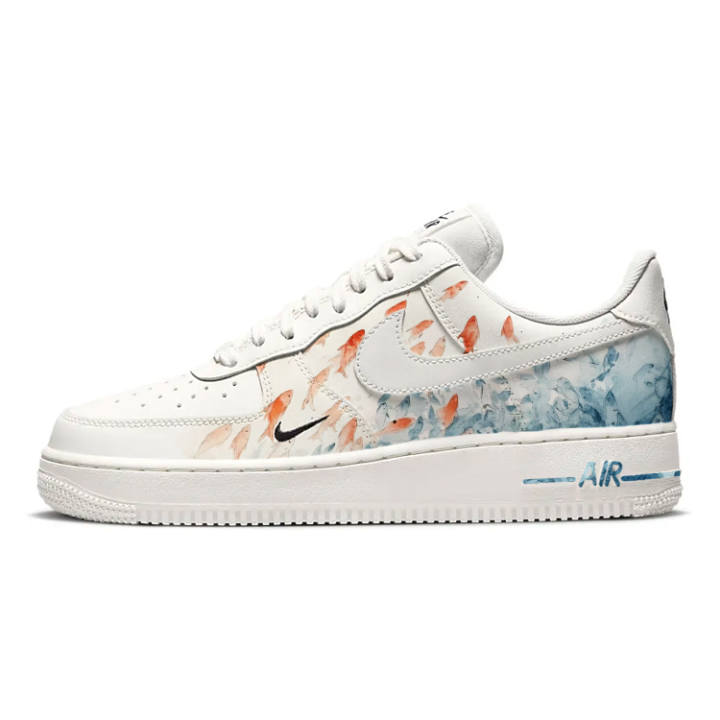 Nike Nike Air Force 1 Wave Fish Leap Slip Resistant, Abrasion Resistant, Breathable Low top Skateboard Shoes Women's White