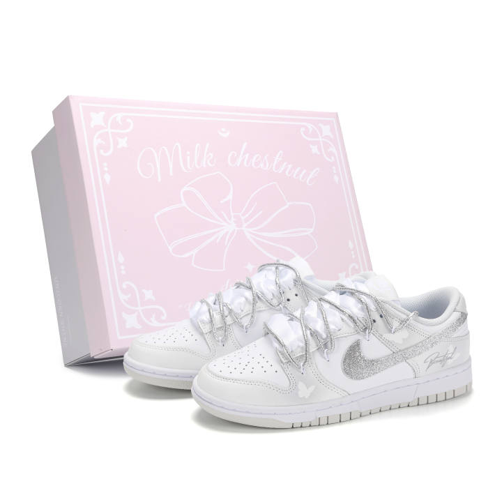 Nike Nike Dunk Light Shadow Butterfly Abrasion Resistant Low top Skateboard Shoes Women's Silver Gray