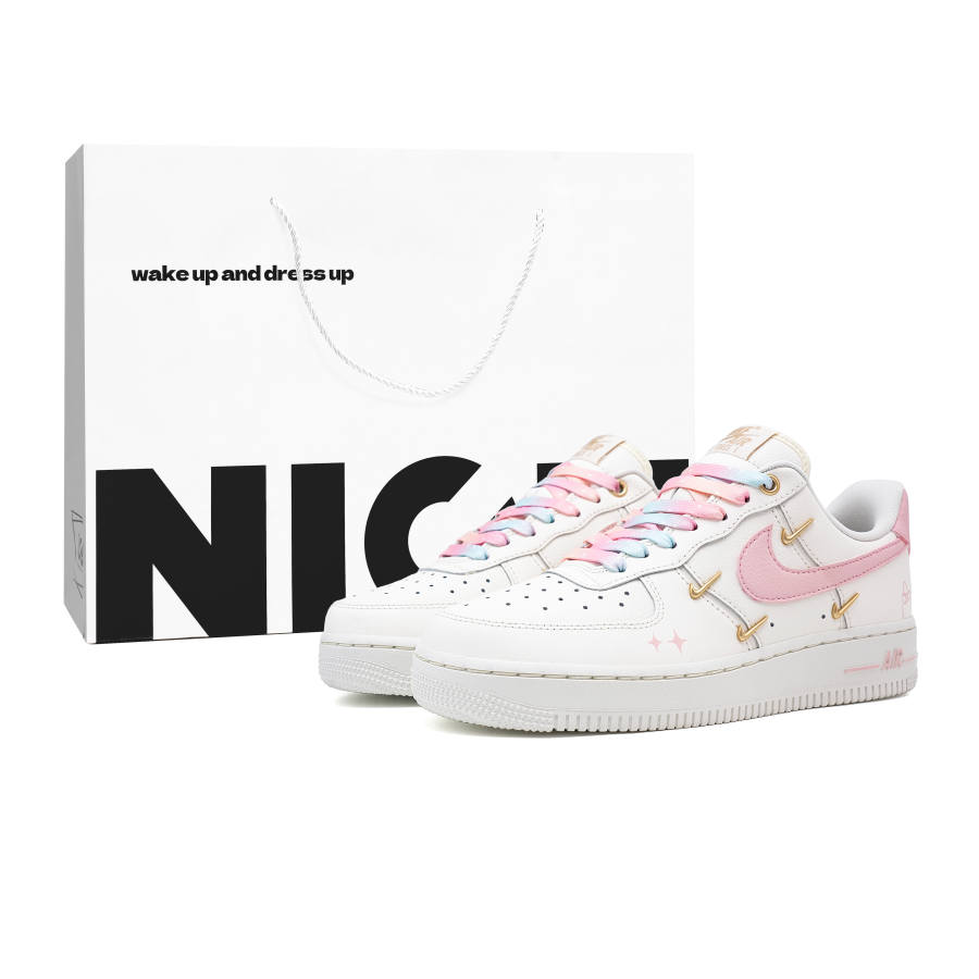 Nike Nike Air Force 1 Romantic Waltz Cushioning, Wear Resistant Low top Skateboard Shoes Women's White Pink