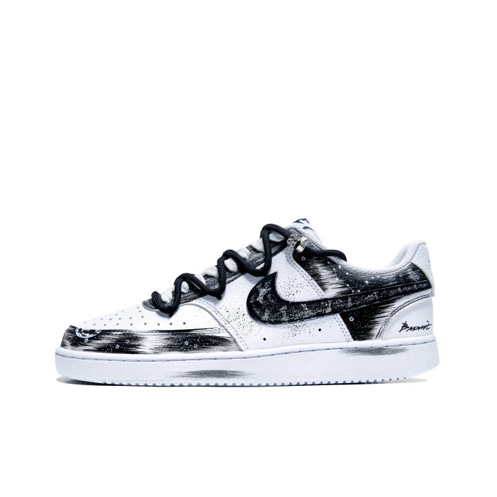 Nike Nike Court Vision 1 Abrasion Resistant Breathable Low top Skateboard Shoes Men's Black White