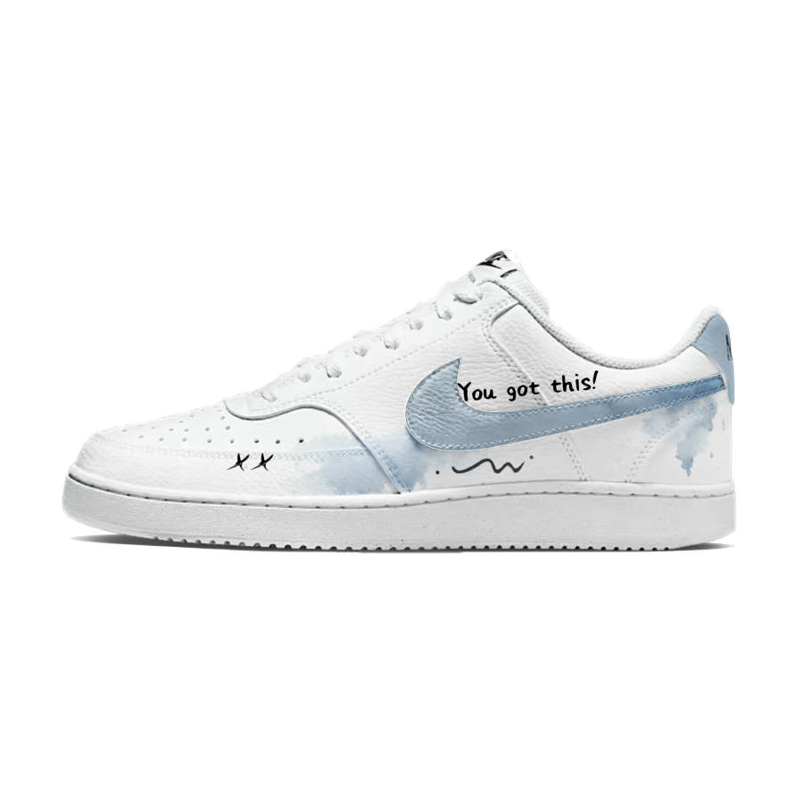 Nike Nike Court Vision 1 Haze Blue Leather Cushioning Abrasion Resistant Cushioning, Wear Resistant Low top Skateboard Shoes
