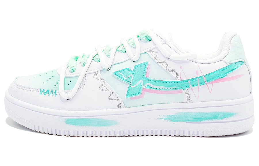 XTEP Air Force 1 Slip Resistant Abrasion Resistant Low top Skateboard Shoes Women's White Green