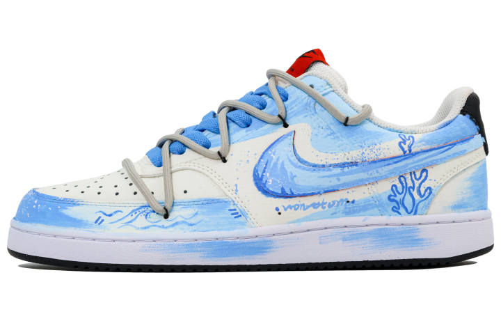 Nike Nike Court Vision 1 Wear resistant And Lightweight Low top Skateboard Shoes Men's Blue White