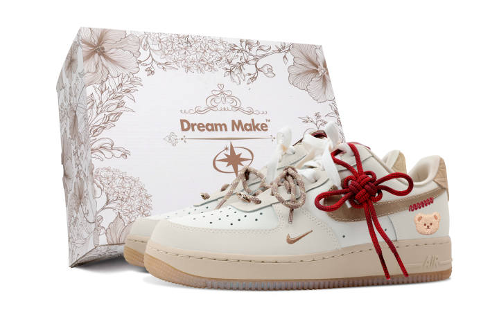 Nike Nike Air Force 1 Slip Resistant Abrasion Resistant Low top Skateboard Shoes Women's Ecru