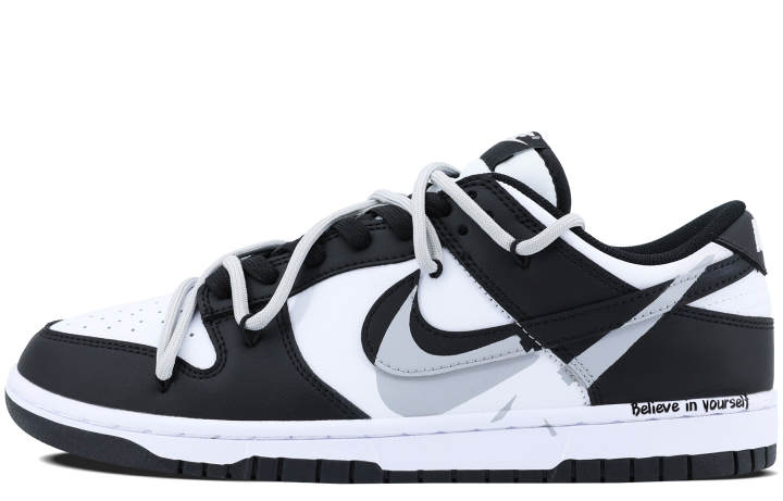 Nike Nike Dunk Slip Resistant Abrasion Resistant Low top Skateboard Shoes Unisex Black Gray White