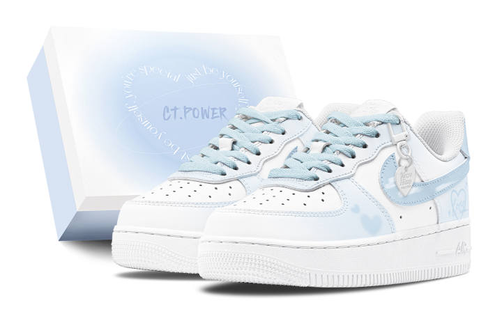 Nike Nike Air Force 1 Low top Skateboard Shoes Women's White Blue