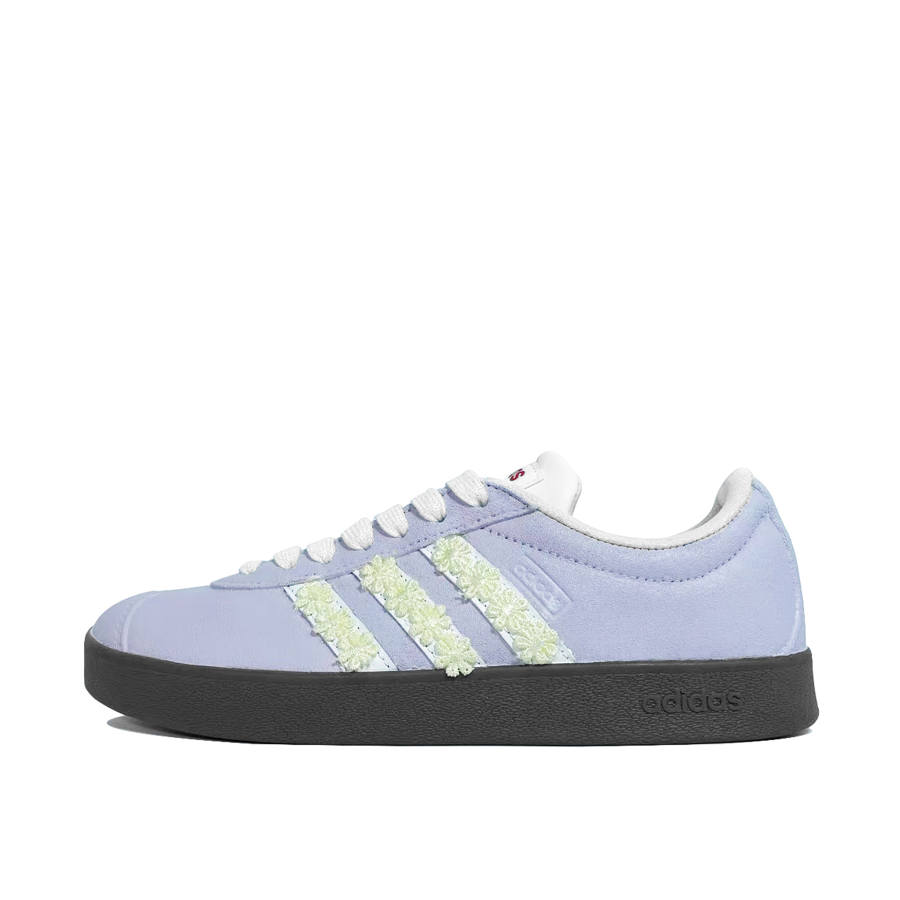 Adidas Neo VL Court 2.0 Small Purple Flower Coverage Quick Dry Lightweight Low top Skateboard Shoes Unisex Purple White