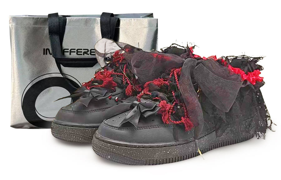 Nike Nike Air Force 1 Abrasion Resistant Low top Skateboard Shoes Unisex Black Red