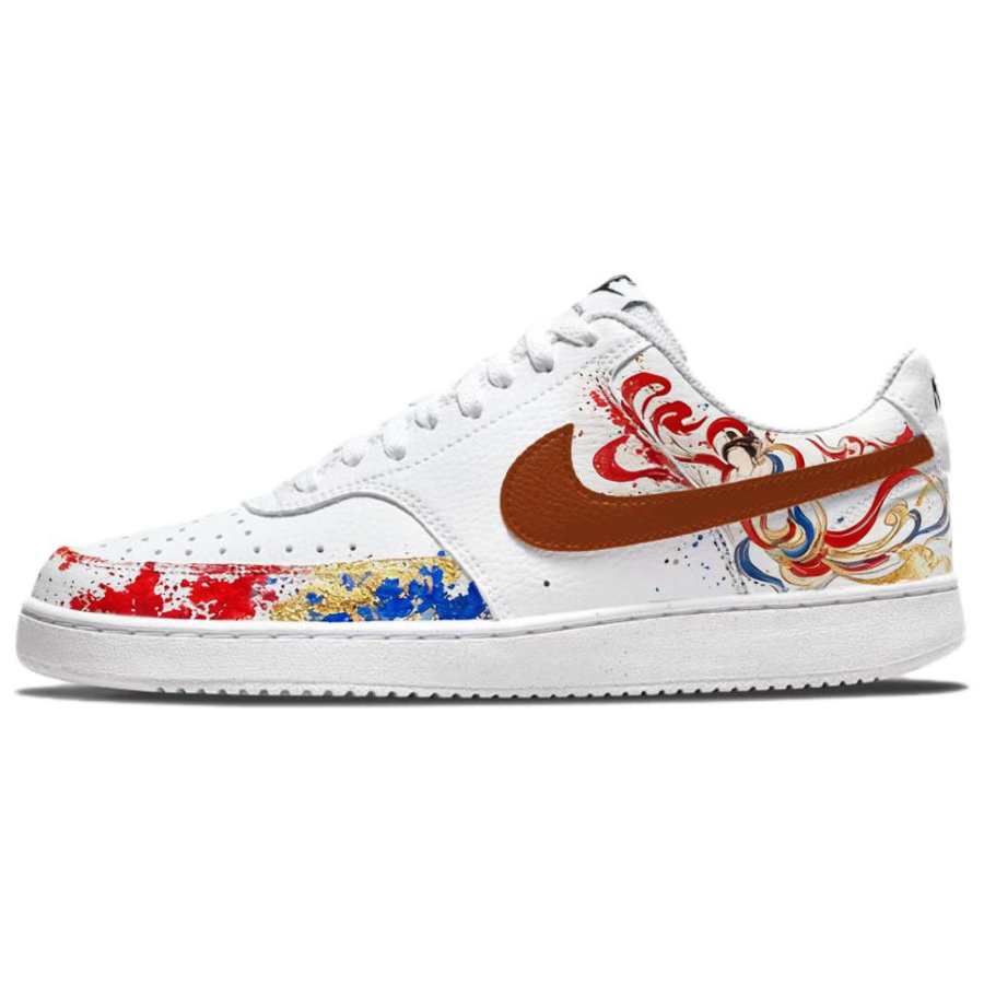 Nike Nike Court Vision 1 Dunhuang Seal Abrasion Resistant Low top Skateboard Shoes Men's Red White Gold