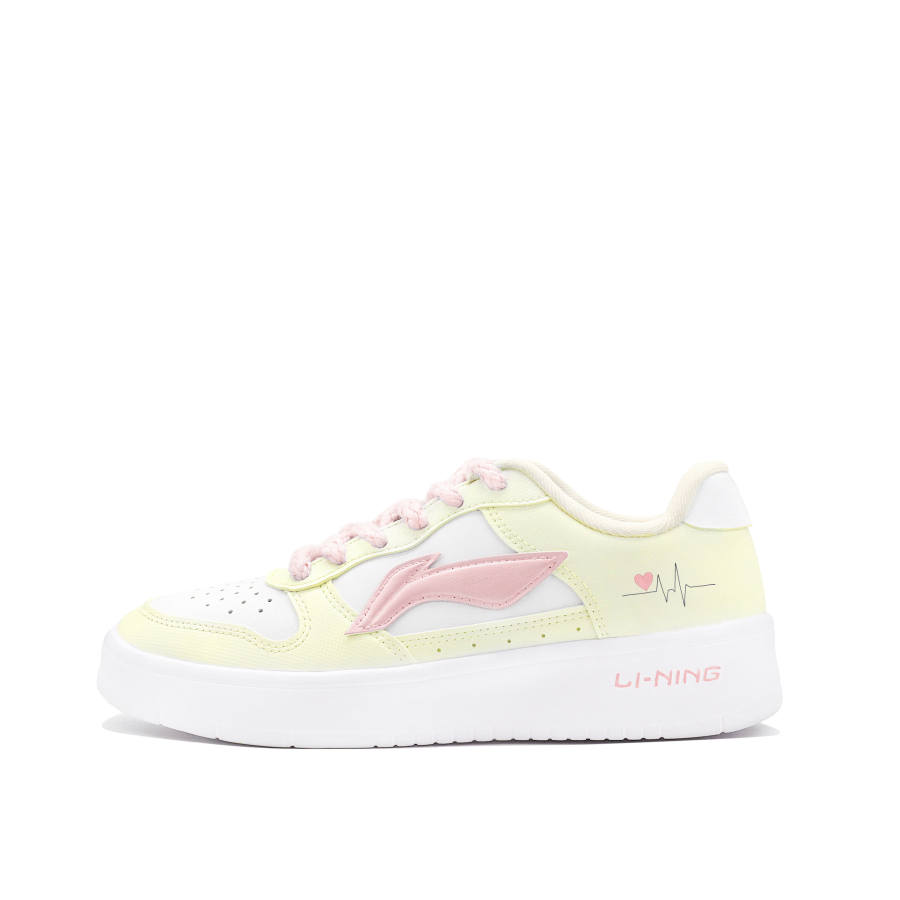 Li-Ning Li Ning Floating Boat Slip Resistant Abrasion Resistant Low top Skateboard Shoes Women's Yellow White Pink