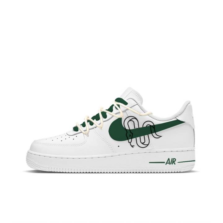 Nike Nike Air Force 1 Abrasion Resistant Abrasion Resistant Low top Skateboard Shoes Unisex White Green