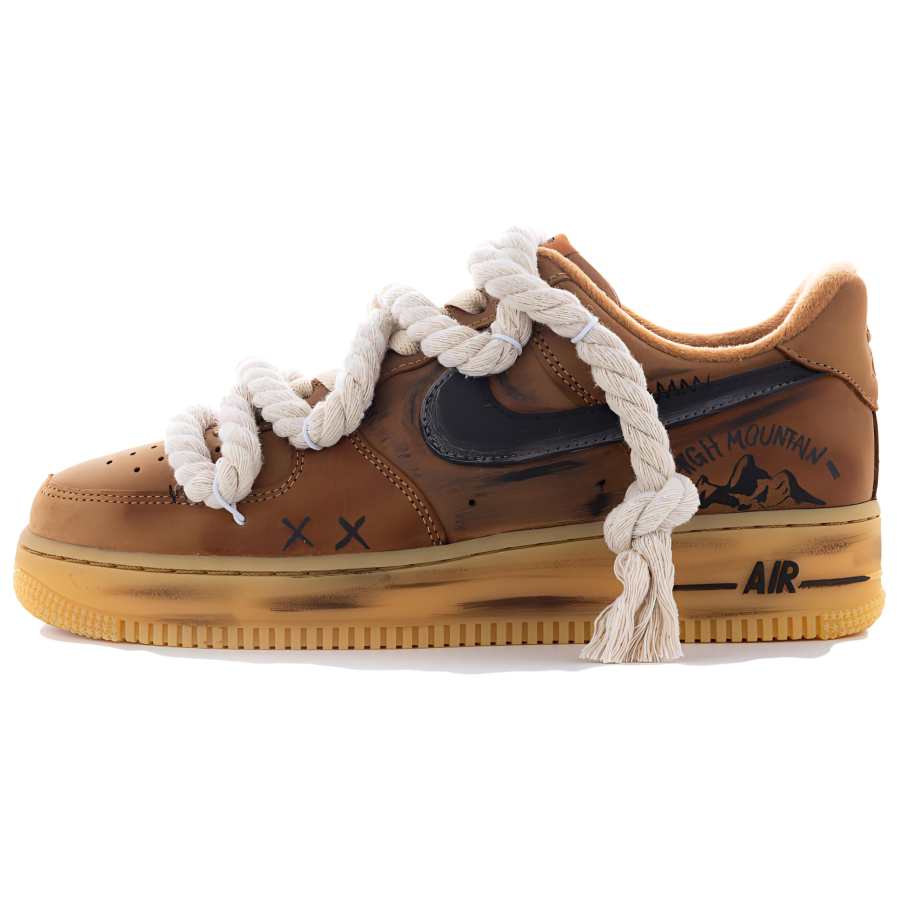 Nike Nike Air Force 1 Slip Resistant Abrasion Resistant Low top Skateboard Shoes Unisex Brown