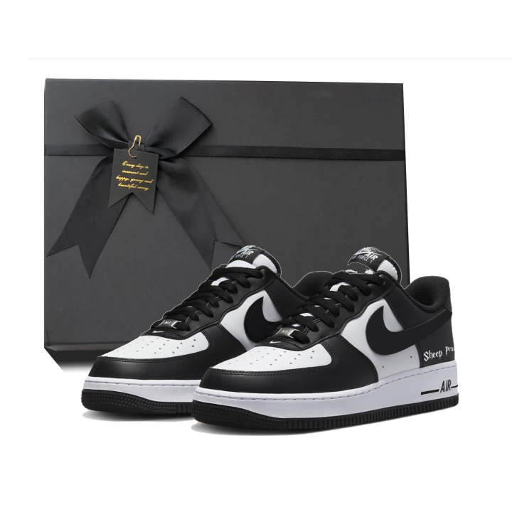 Nike Nike Air Force 1 Leather Slip Resistant, Abrasion Resistant, Lightweight Low top Skateboard Shoes Unisex White Black
