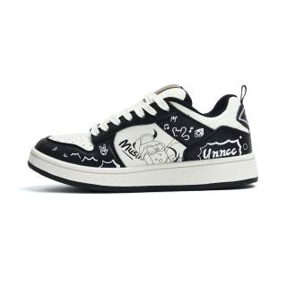 UNNCC Slip Resistant, Abrasion Resistant, Breathable Low top Skateboard Shoes Unisex White Black