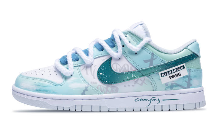 Nike Nike Dunk Slip Resistant Cushioning Abrasion Resistant Low top Skateboard Shoes Unisex Teal