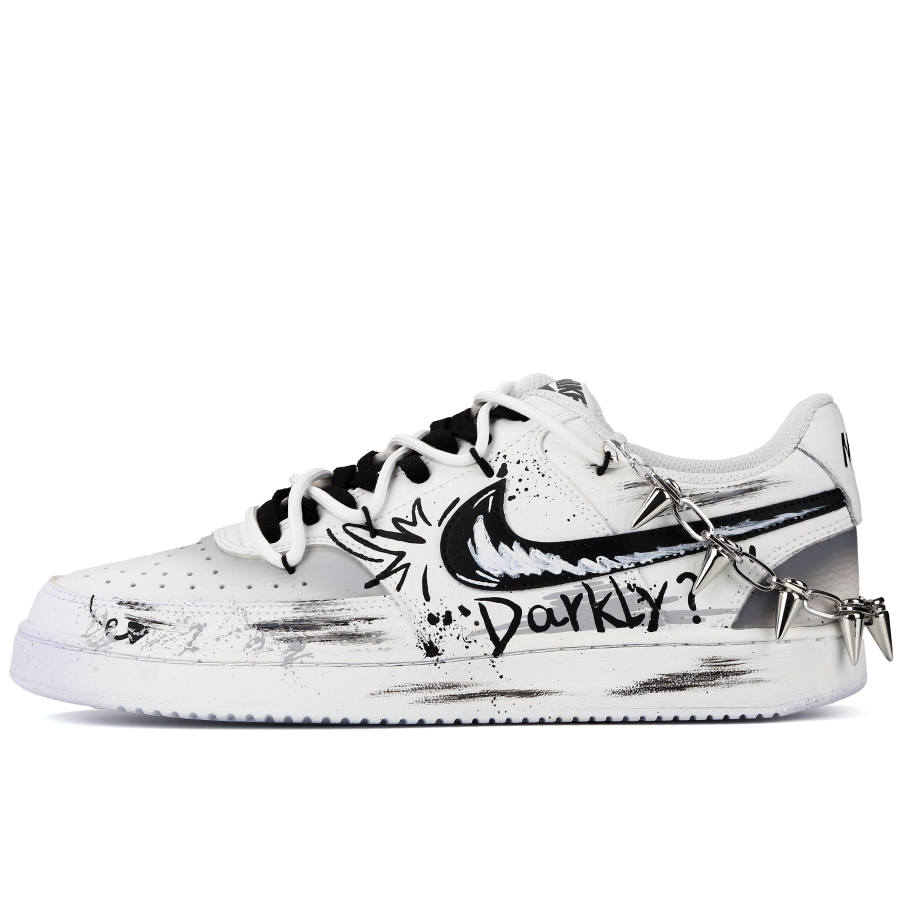 Nike Nike Court Vision 1 Fantasy Painting Slip Resistant Abrasion Resistant Low top Skateboard Shoes Men's Black White Gray