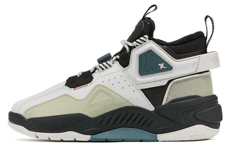 XTEP Synthetic Leather Slip Resistant Abrasion Resistant High top Skateboard Shoes Men's Gray Black Cyan