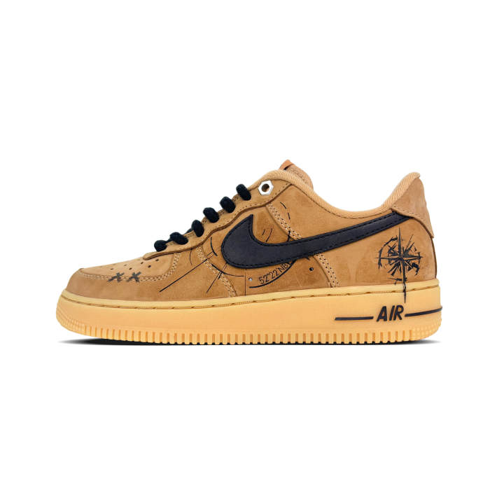 Nike Nike Air Force 1 Slip Resistant, Abrasion Resistant, Lightweight Low top Skateboard Shoes Unisex Black Orange