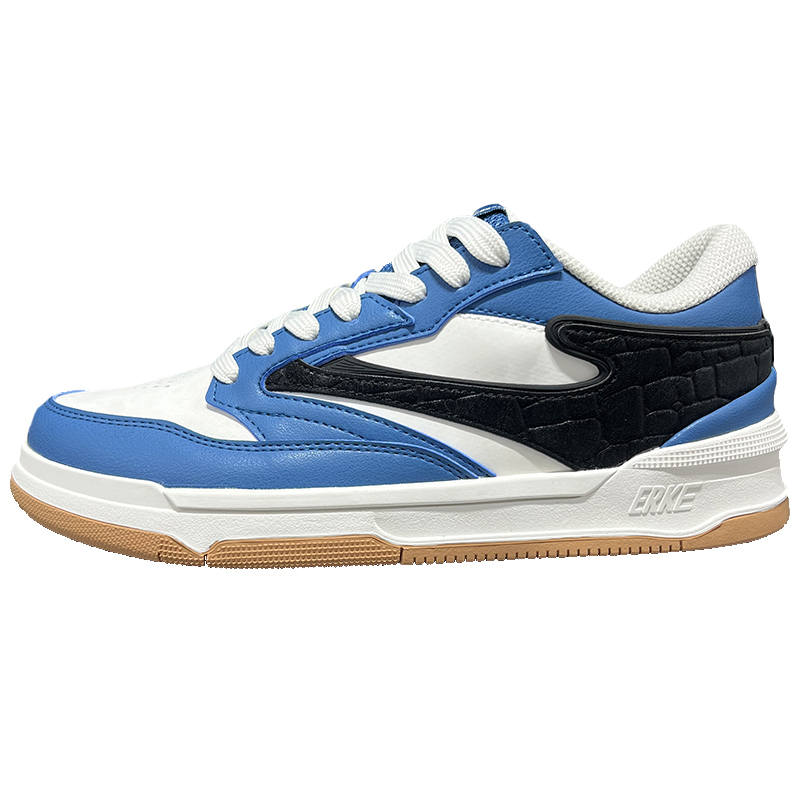 Erke Wushuang Slip Resistant Abrasion Resistant Low top Skateboard Shoes Men's Blue White Black