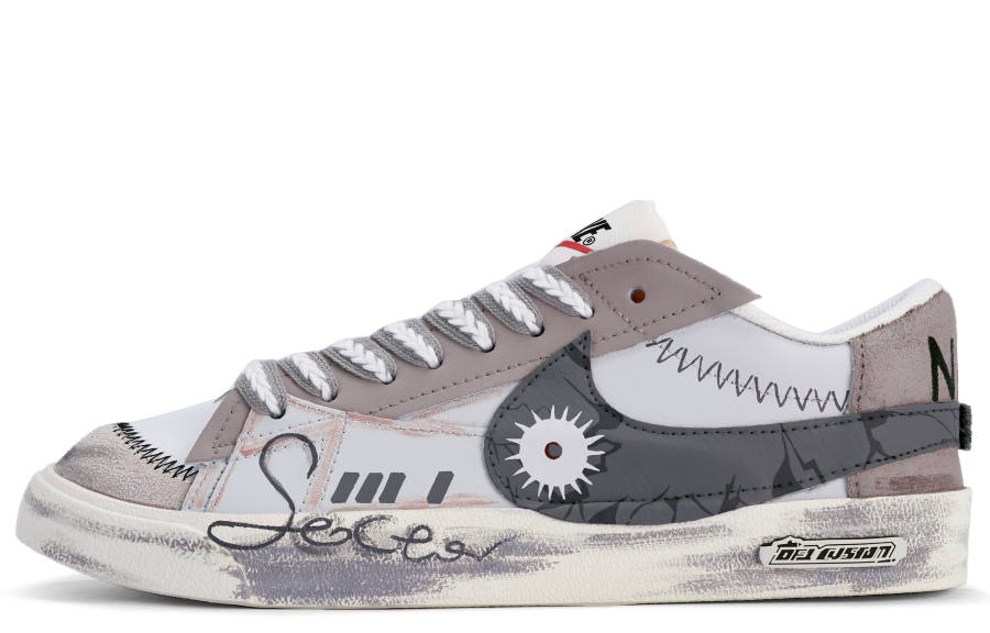 Nike Nike Blazer Da Vinci Custom, Industrial Teeth Canvas Leather Slip Resistant Quick Dry Abrasion Resistant Balance