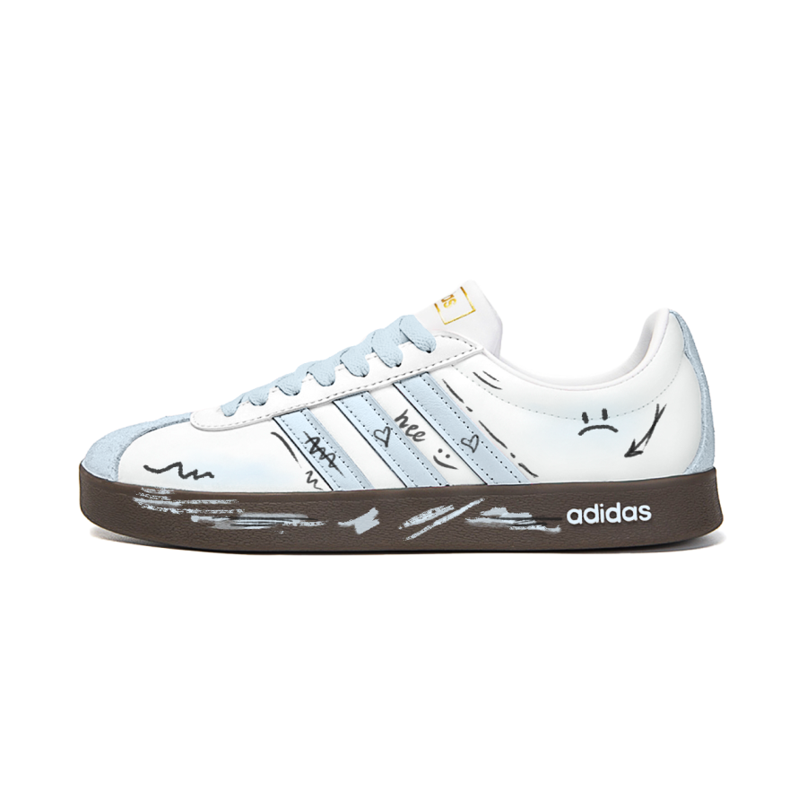 Adidas Adidas VL COURT 2.0 Starry Delight, Rebellious Smiley Face Cushioning, Wear Resistant Low top Skateboard Shoes Unisex