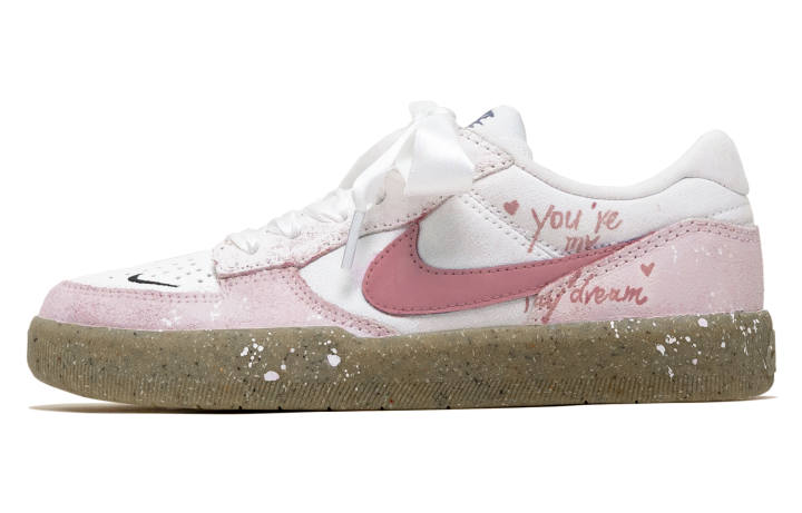 Nike Nike SB Force 58 Spring Cherry Blossom Abrasion Resistant Low top Skateboard Shoes Unisex Pink White