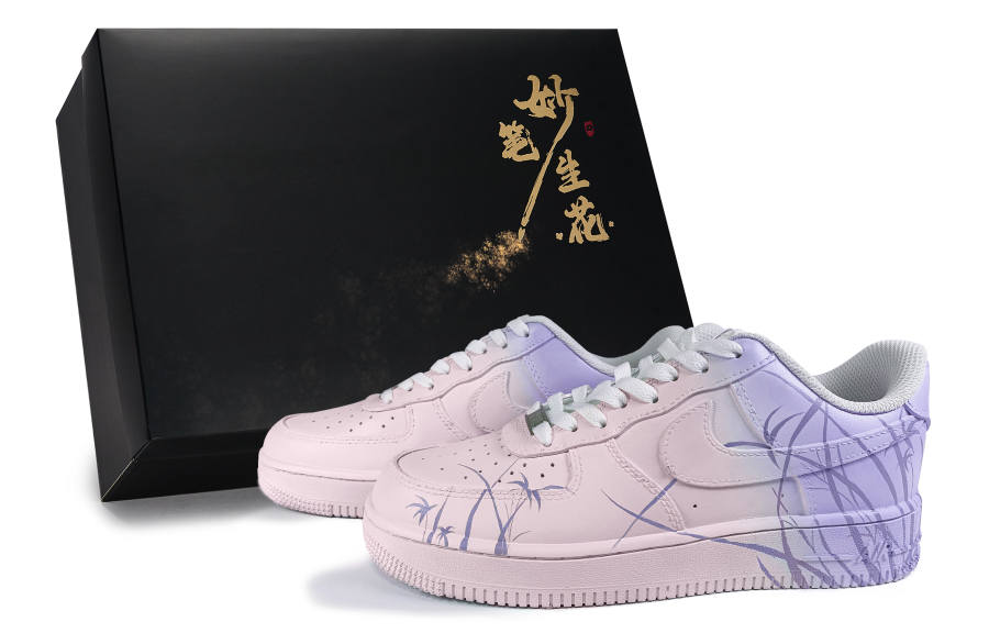 Nike Nike Air Force 1 Wondrous Brush Blossoms, Misty Blue Veil Low top Skateboard Shoes Unisex Pink Purple