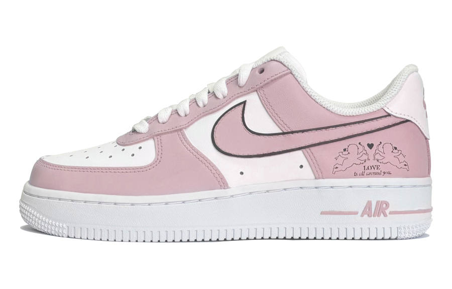 Nike Nike Air Force 1 Strawberry Moonlight Lightweight Anti Slip Low top Skateboard Shoes Women's Pink White