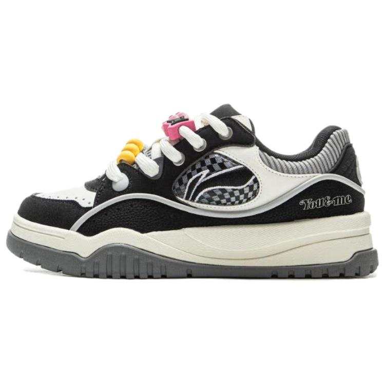 Li-Ning Li Ning x LOL Buu Synthetic Leather, Textile Low top Skateboard Shoes Women's Black White
