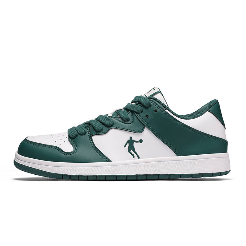 QIAODAN Slip Resistant Abrasion Resistant Low top Skateboard Shoes Men's White Green