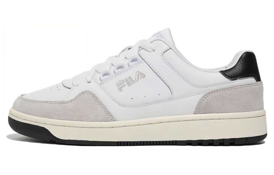 FILA Talga Club LT Leather Low top Abrasion Resistant Skateboard Shoes Unisex White Gray Korean Style
