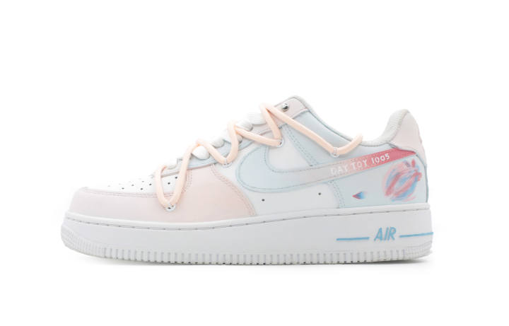 Nike Nike Air Force 1 Abrasion Resistant Height Increasing Low top Skateboard Shoes Unisex Blue Pink