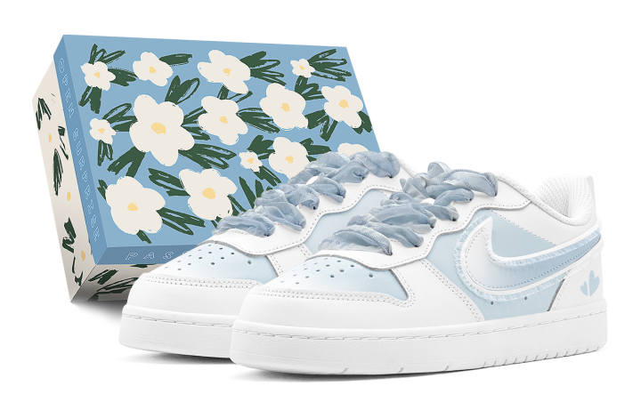 Nike Nike Court Borough GS Couple's, Dream Blue Lace, Heart, Handcrafted Paste, Elegance Elegant, Comfortable Versatile