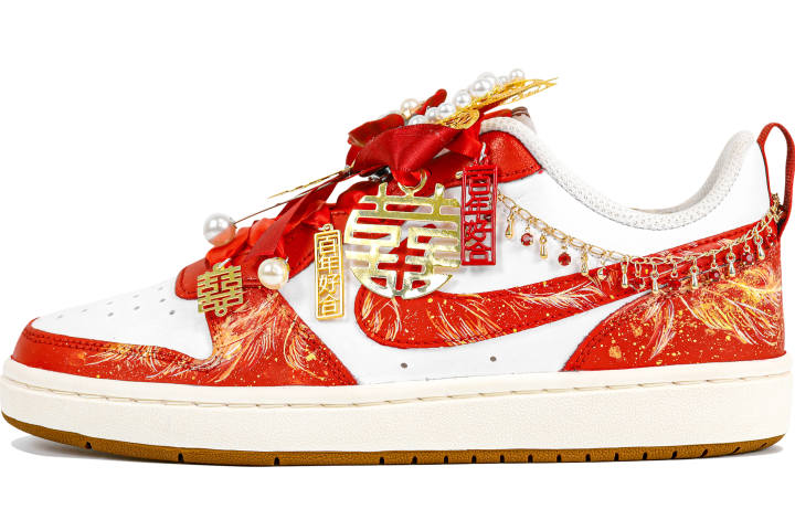 Nike Nike Court Borough LOW2 Box Action, Flying Phoenix, Wedding Shoes, Chinese Style Slip Resistant Slip Resistant Low top