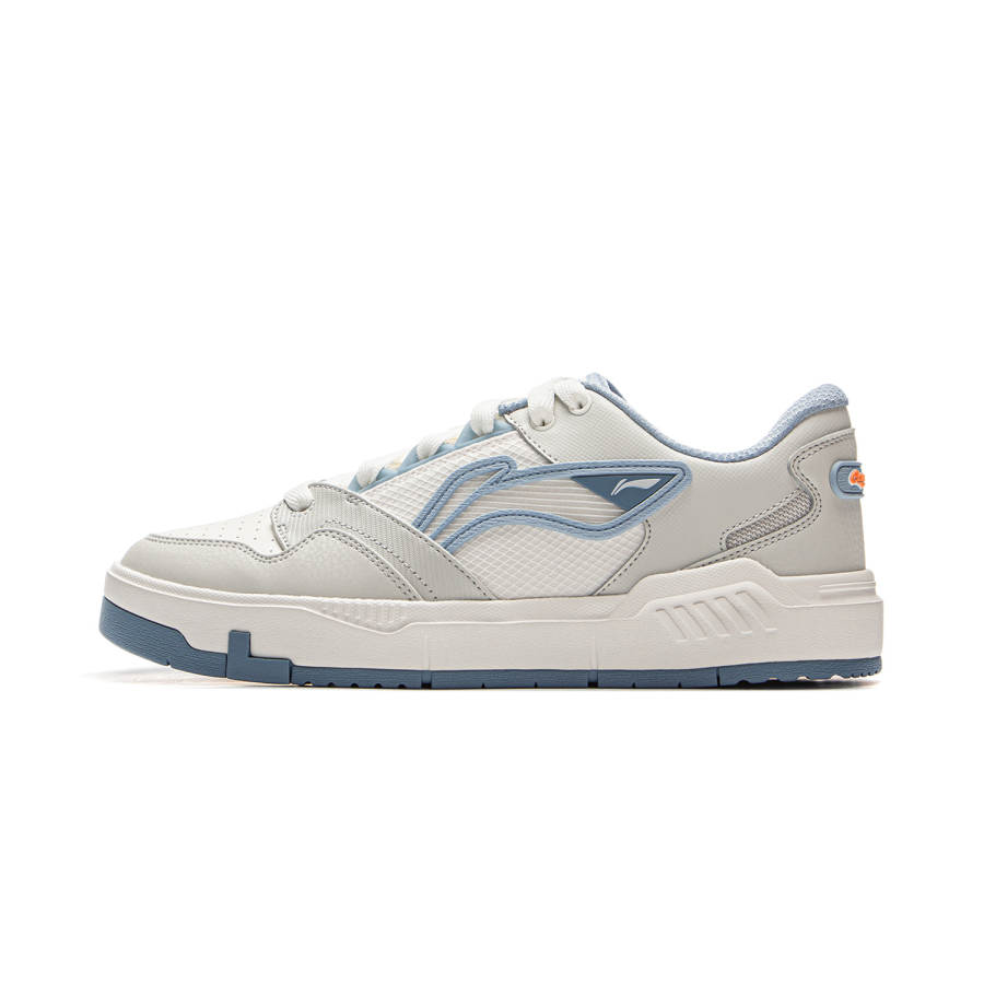 Li-Ning Li Ning COMMOM 80s Slip Resistant Abrasion Resistant Low top Skateboard Shoes Men's White Gray Blue
