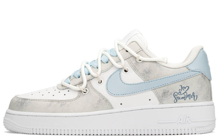 Nike Nike Air Force 1 Low top Skateboard Shoes GS Gray Blue