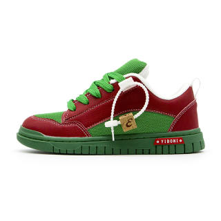 YIBONI Slip Resistant, Abrasion Resistant, Breathable Low top Skateboard Shoes Unisex Green Red