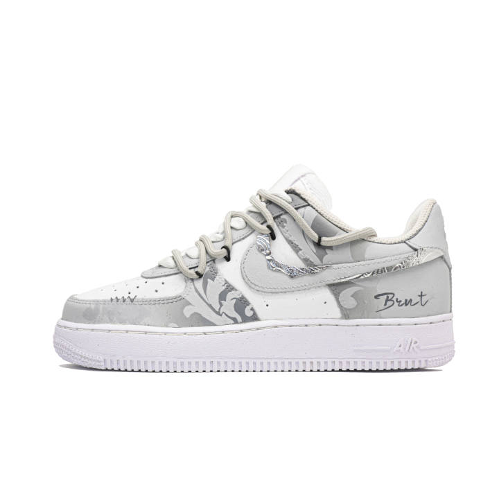 Nike Nike Air Force 1 Cool Gray Whisper, Footprint Innovation Cow Leather Abrasion Resistant Low top Skateboard Shoes Unisex