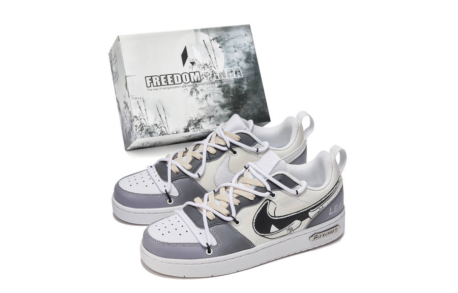 Nike Nike Court Borough Freedom Panda, Box, Speed Slip Resistant Low top Skateboard Shoes Women's Beige Blue Black