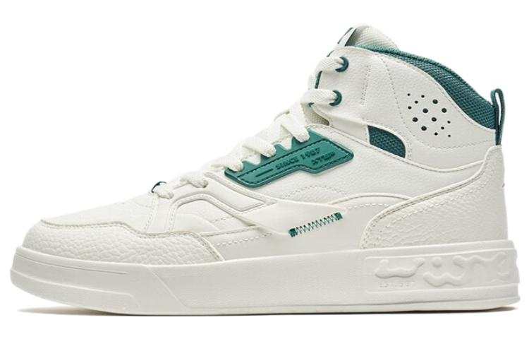 XTEP Slip Resistant Abrasion Resistant Slip Resistant Abrasion Resistant High top Skateboard Shoes Men's White Green