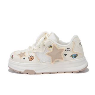 Yobn Slip Resistant, Abrasion Resistant, Lightweight Low top Skateboard Shoes Women's Beige