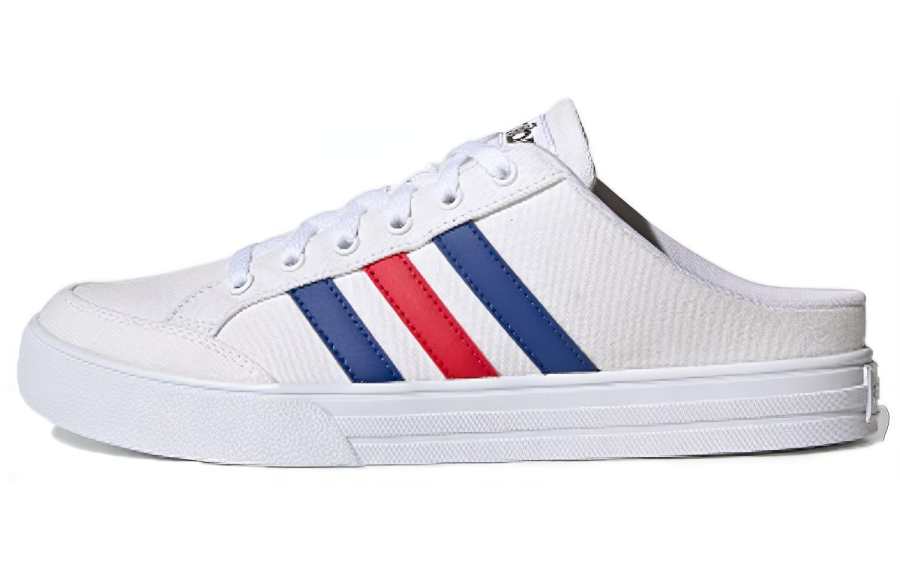 Adidas Neo Vs Set Mule Canvas Slip Resistant Slip Resistant Low top Skateboard Shoes Unisex White Blue Red
