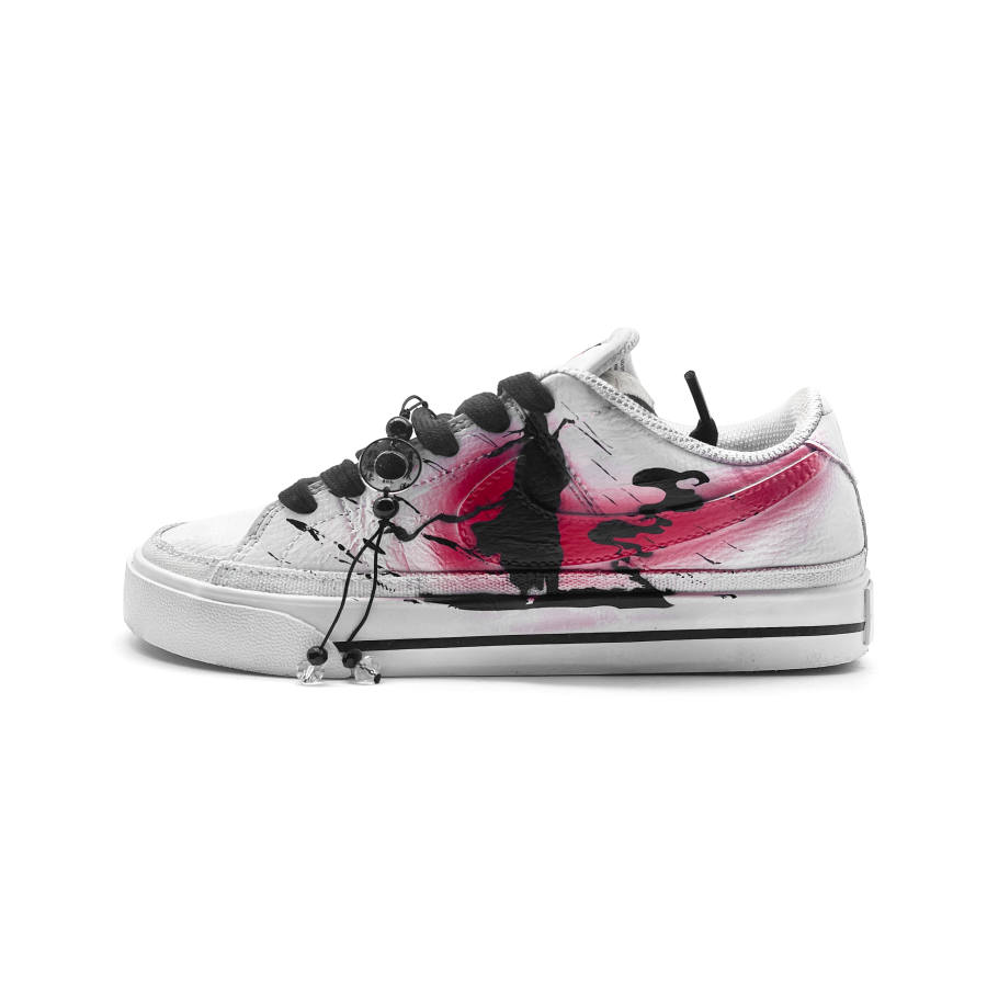 Nike Nike Court Legacy Black Sword Rain Cushioning Low top Skateboard Shoes Unisex Black White Red