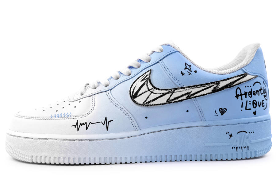 Nike Nike Air Force 1 Love Abrasion Resistant Low top Skateboard Shoes Unisex Light Blue