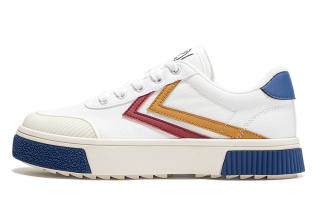 Poizon FEIYUE White Sneakers Slip-Resistant Abrasion-Resistant Low-top Skateboard Shoes Women's White Red Yellow