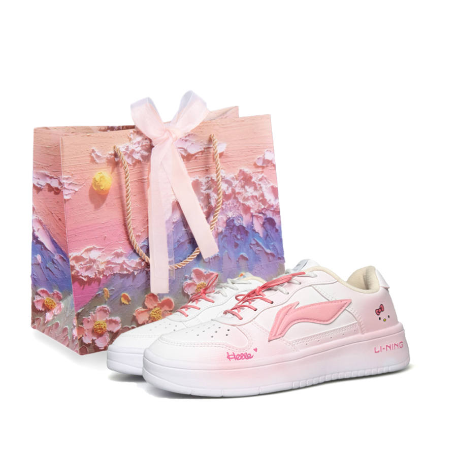 Li-Ning Li Ning Floating Boat Slip Resistant Abrasion Resistant Low top Skateboard Shoes Women's White Pink
