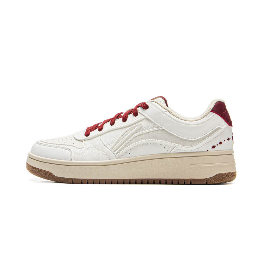 Li-Ning Li Ning Tianji Slip Resistant Cushioning Abrasion Resistant Lightweight Low top Skateboard Shoes Women's White Red