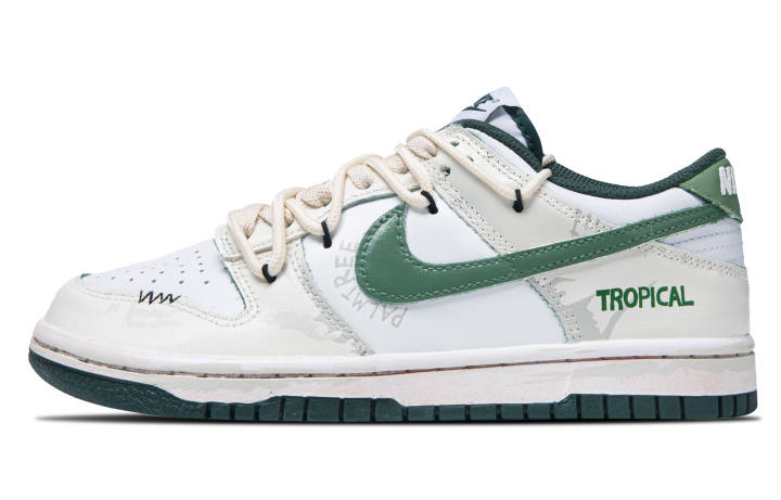 Nike Nike Dunk Abrasion Resistant Low top Skateboard Shoes Unisex White Green